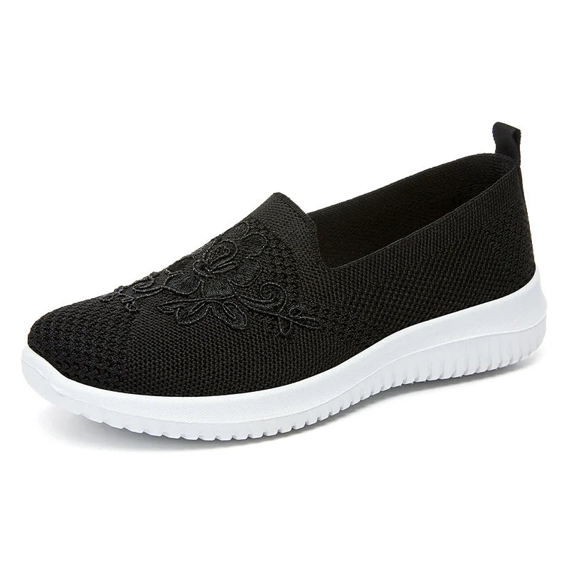 Women's breathable hollow flat shoes shallow mouth flower/solid color mesh shoes fashionable lazy shoes