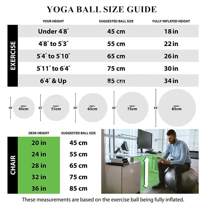 PVC Fitness Balls Yoga Ball Thickened Explosion-proof Exercise Home Gym/Pilates Equipment Balance Ball 45cm/55cm/65cm/75cm/85cm