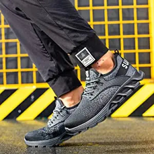 SUADEX Men Safety Shoes Steel Toe Boots Anti-Smashing Work Shoes/Lightweight Breathable Composite Toe Men EUR Size 37-48