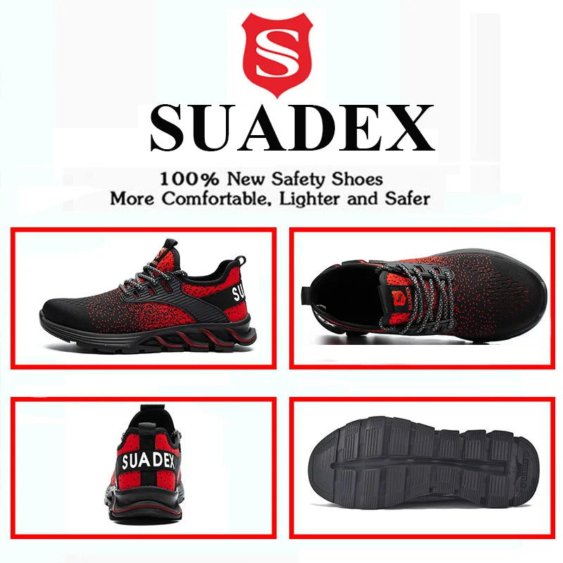 SUADEX Men Safety Shoes Steel Toe Boots Anti-Smashing Work Shoes/Lightweight Breathable Composite Toe Men EUR Size 37-48