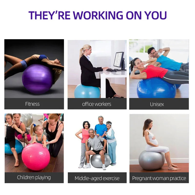 PVC Fitness Balls Yoga Ball Thickened Explosion-proof Exercise Home Gym/Pilates Equipment Balance Ball 45cm/55cm/65cm/75cm/85cm