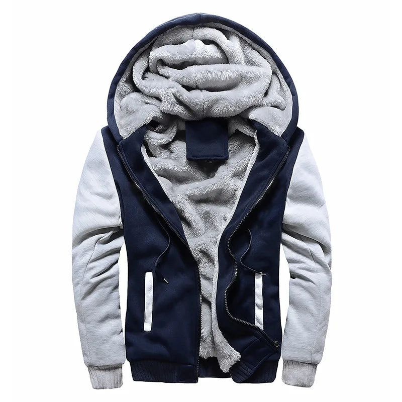 Winter Men's Coats Thicken Warm Jackets for Men Fleece Coat/Men Casual Hoodies Streetwear Long Sleeve Tops Clothing
