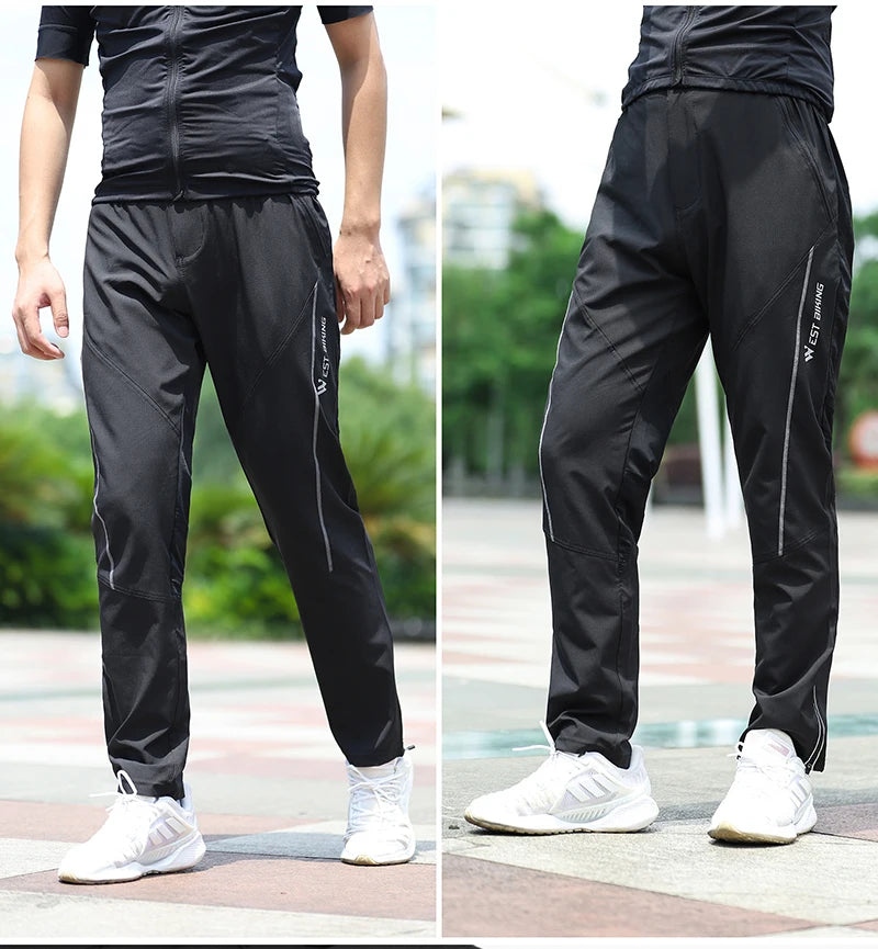 WEST BIKING Spring Summer MTB Sports Pants For Men Quick Dry/Reflective Striped Jogger Running Pants Outdoor Golf Fishing Hiking