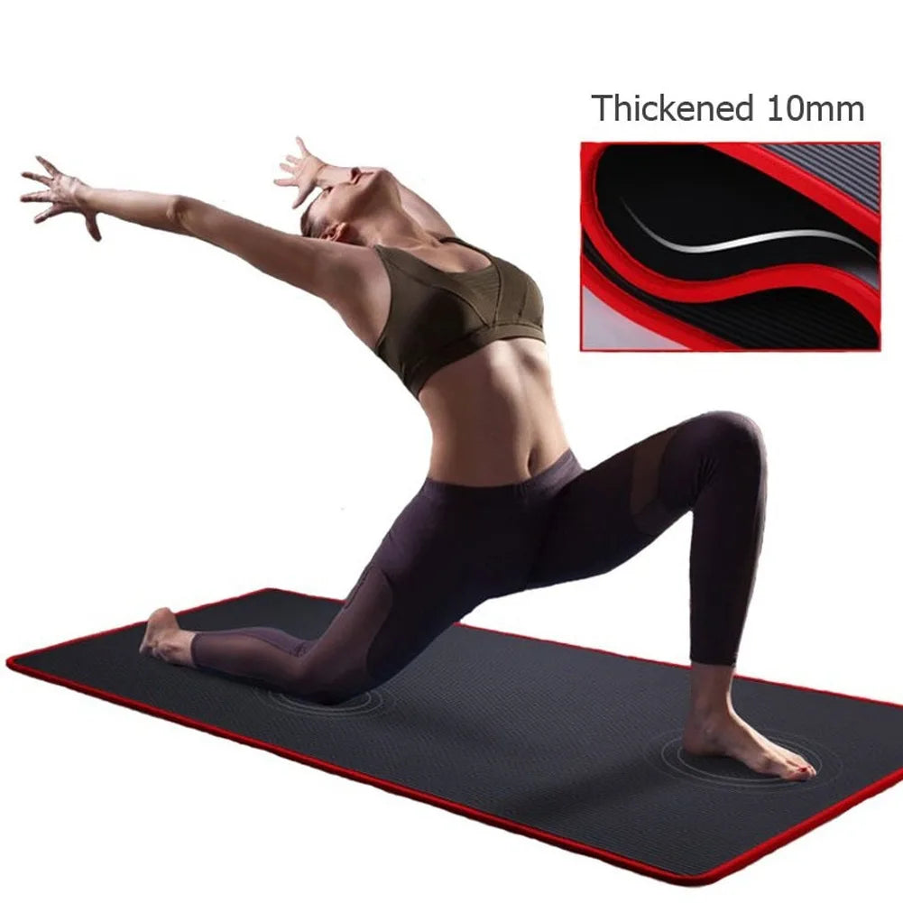 10mm Non-slip Anti-Tear Yoga Mat Thick Fitness Pilates Exercise Mat/Home Workout Sport Cushion Gymnastic Pad with Carrying Strap