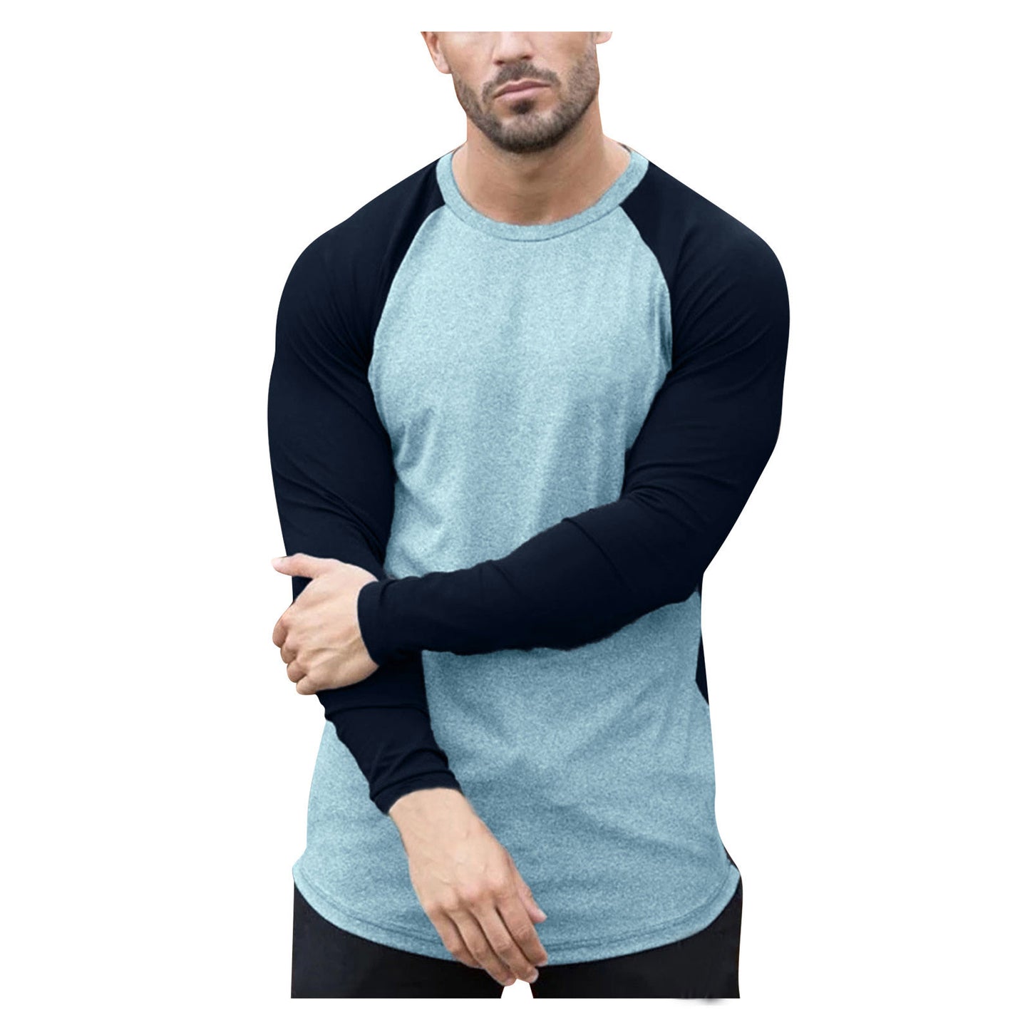 Men's Autumn Patchwork Long Sleeve T-shirt Slim Casual Fashion O Neck Pullover Top Daily Sports Oversized T Shirt Men Camisetas