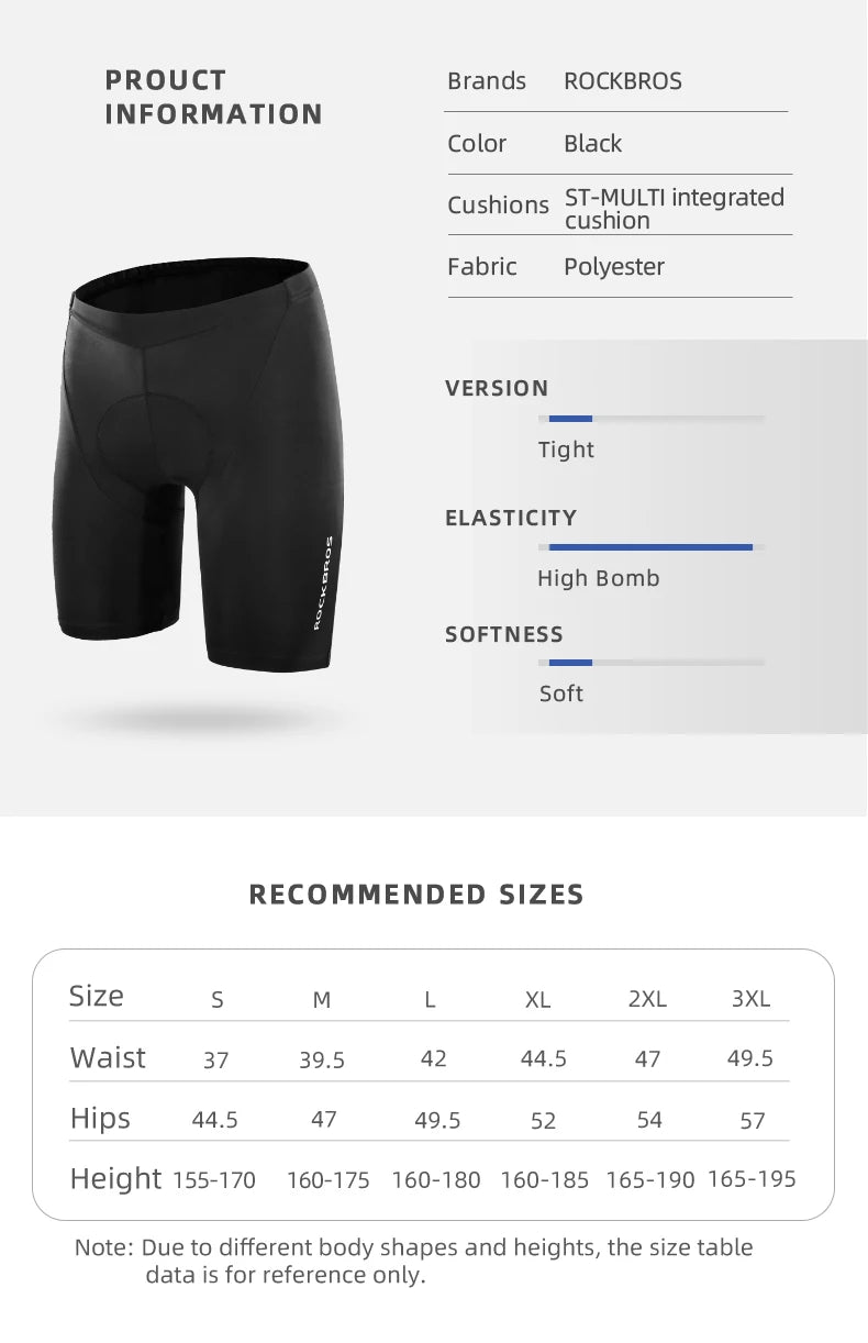 ROCKBROS Bicycle Shorts Men MTB Road Cycling Underwear Running Sports/Underpants Shorts Summer Bike Shorts Clothes
