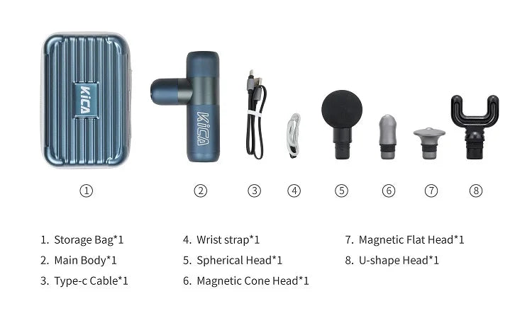 KICA Portable Smart Fascia Gun Electric Mini Body Massager/Professional Fitness Muscle Gun for Sport Slimming Pain Relief