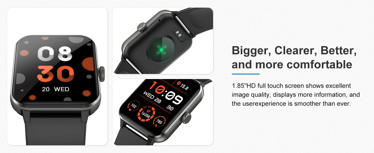 Blackview 1.85” Full Touch HD Smartwatch Bluetooth Calling Smart Watch/Voice Assistant with 100+ Sports Fitness Tracking