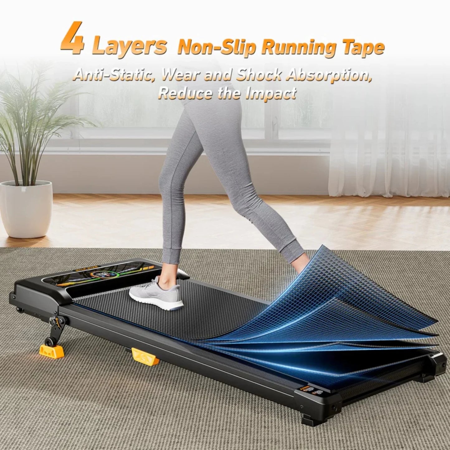 Portable Incline Walking Pad 330lb Capacity, 2.5HP/Under Desk Treadmill with LED Display & Remote Control