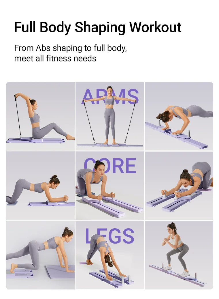 2-in-1 Abs & Ski Board Portable Core/Leg Trainer Split/Pilates-Reformer for Home Gym Lightweight Full-Body Fitness
