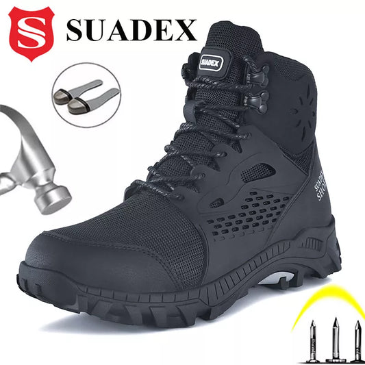 SUADEX S1 Safety Boots Men Work Shoes/Anti-Smashing Steel Toe Work Safety Shoes Male Boots