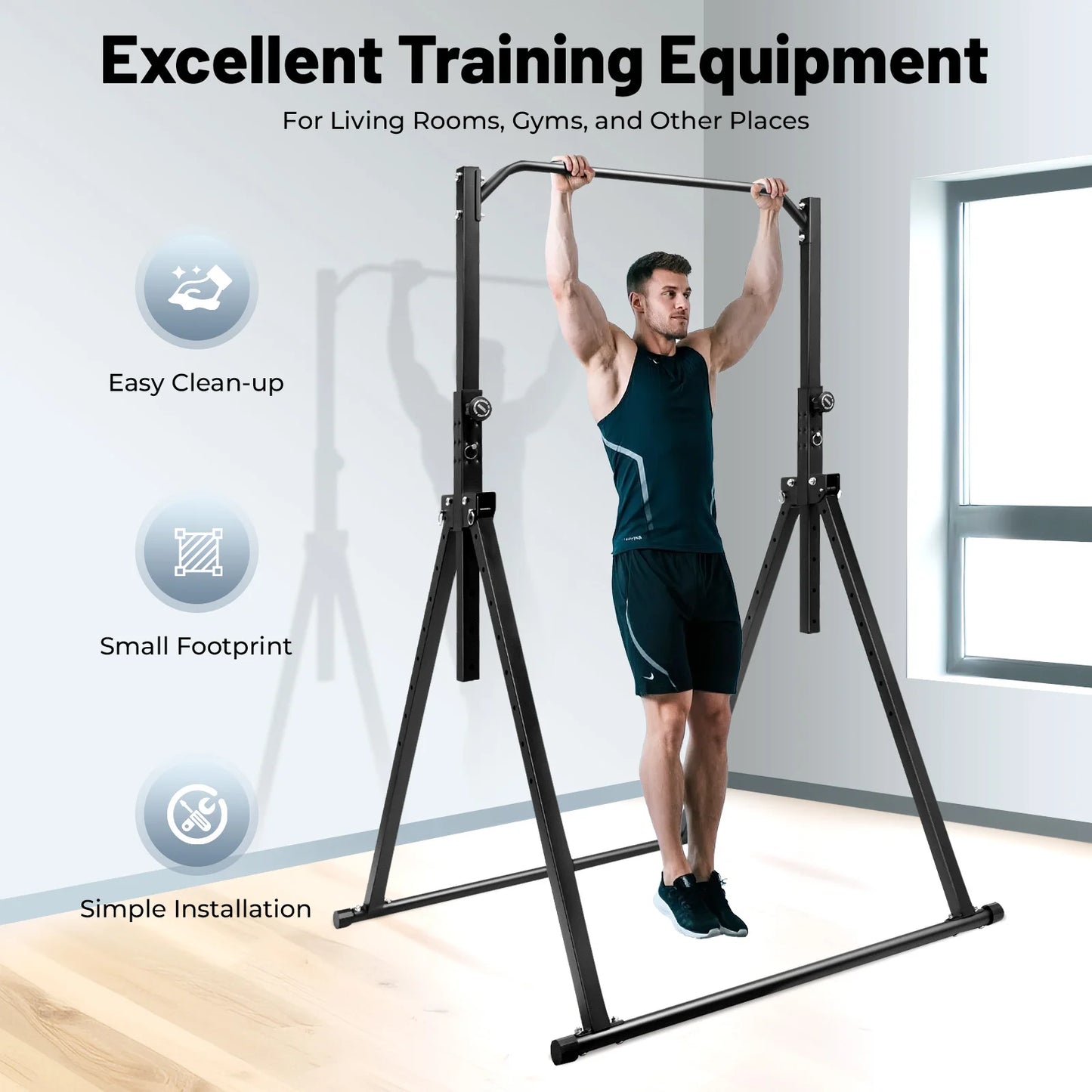 Power Tower Pull Up Bar Dip Station Assistive Trainer for Home Gym/Strength Training Workout Equipment 440lb
