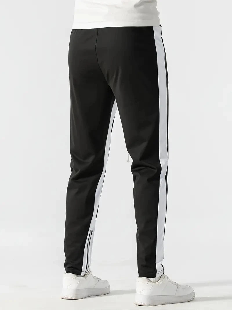 Men Sweatpants Jogging Pants Men Casual Pants Men Stylish Color Block/Zip Pockets Drawstring Sports Skinny Pants Trousers Pants