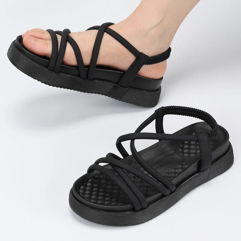 Women'S Sandals Thin Straps Thick Soles Slippers Shoes Versatile/Slimming Outdoor Comfortable Simple Trendy