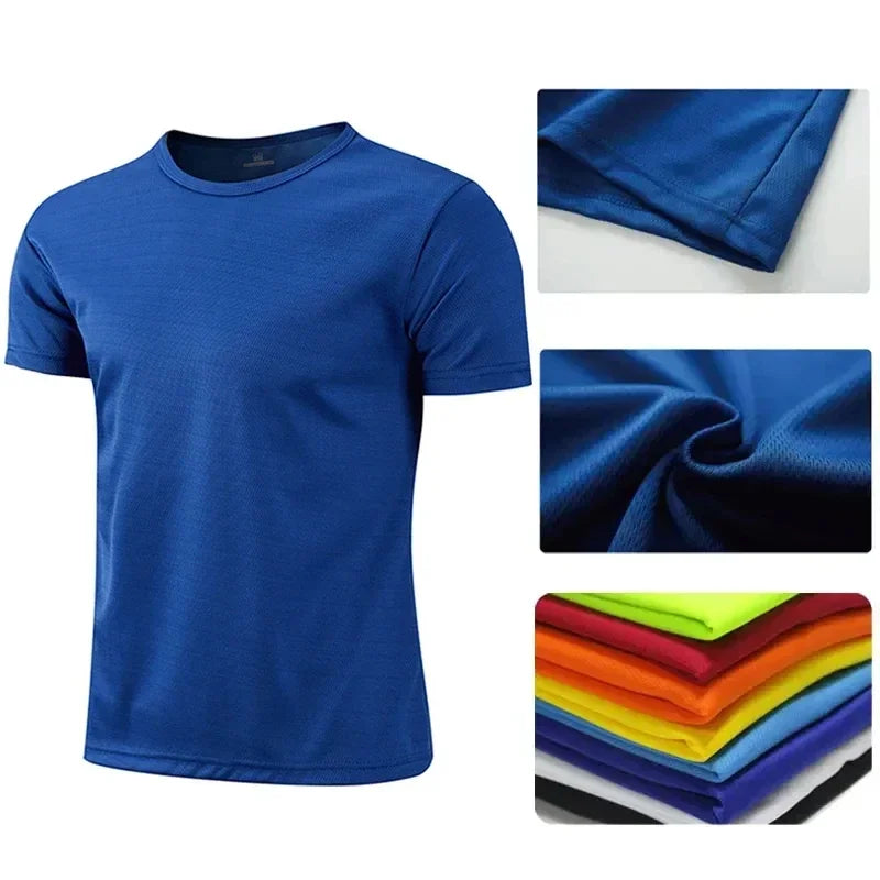 Hot Sale Men's Quickdry T-shirts Summer Daily Sports Short Sleeved/O-neck Tops Fitness Training Athletics Running T-shirt