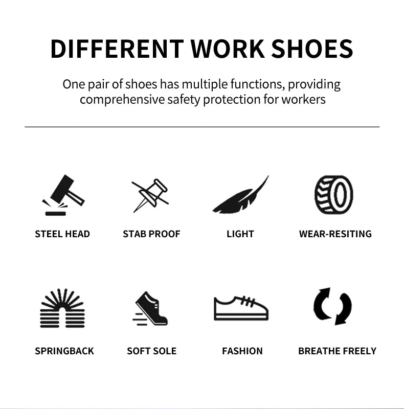 Lace-free, breathable, lightweight and comfortable/anti-smashing and anti-puncture safety shoes
