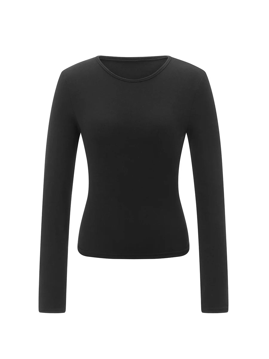 Women T-shirt Long Sleeve Crew Neck Solid Color Fit Ladies Fall Tops Streetwear Women's T Shirt