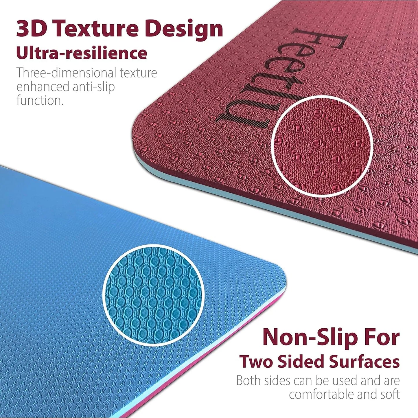 Yoga Mat with Strap 10mm & 12mm Thick Yoga Mat Non-Skid/Dual Surface Workout Mat Eco-Friendly POE Yoga Mats