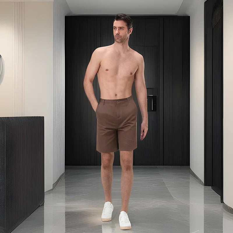 Men s Lightweight Linen Shorts with Elastic Waistband and Pockets/Casual Knee-Length Breathable Summer Shorts