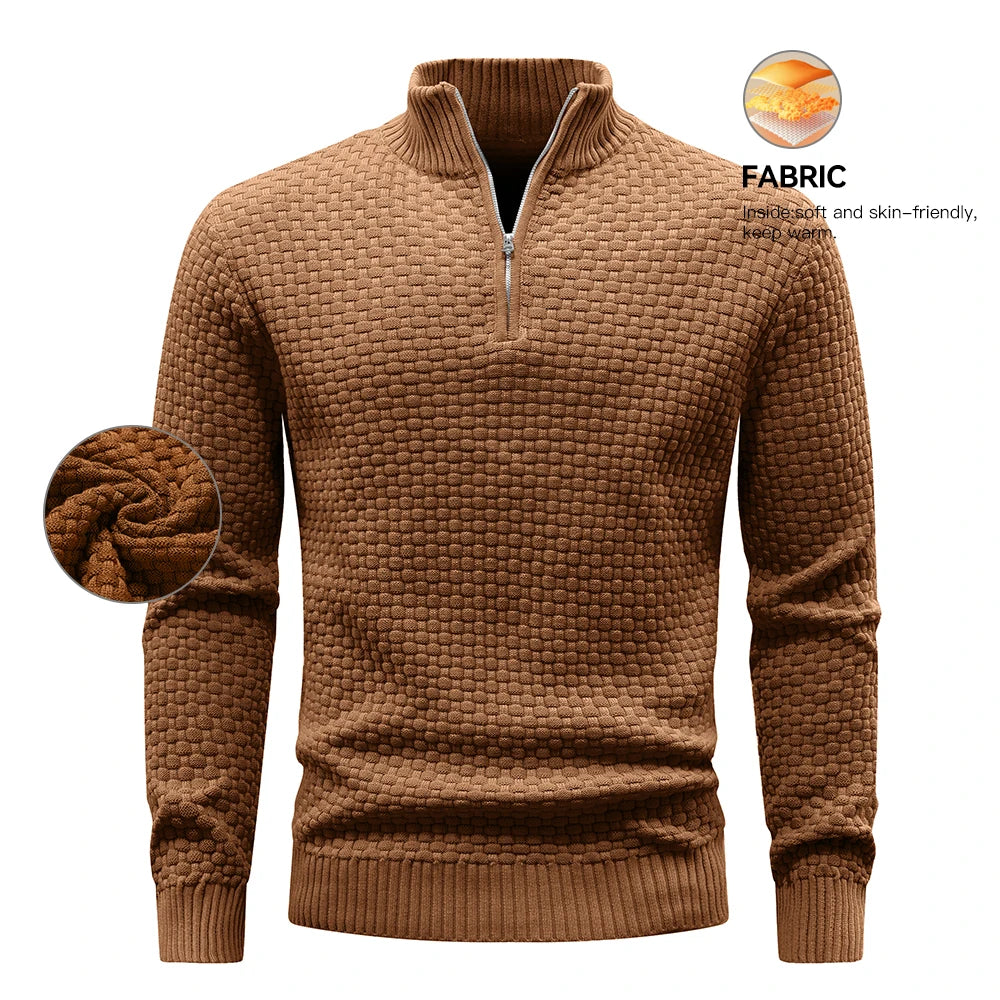 Men's Sweater Spring Outer Wear Quarter Zip Sweaters Polo Zip Pullover/Cable Knit Mock Neck Turtleneck Top US Size