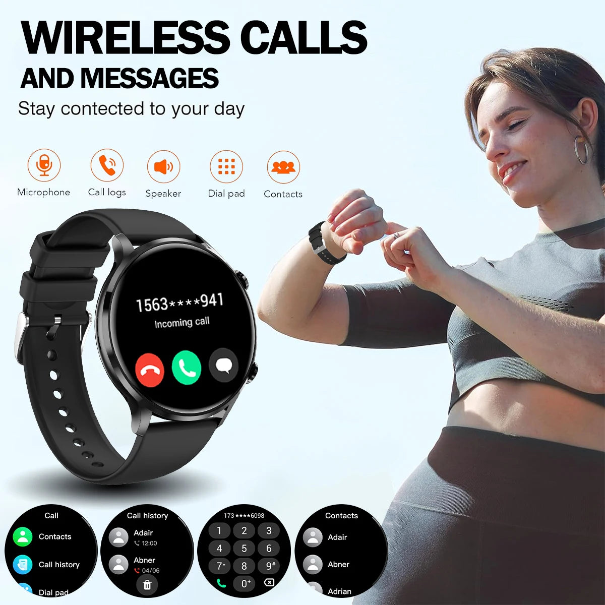 Body Temp Monitor Smartwatch for Women/ Men, 1.39'' HD Touch Screen/with Sleep Monitor/ IP67 Waterproof / 100+Sports/ SMS Alerts