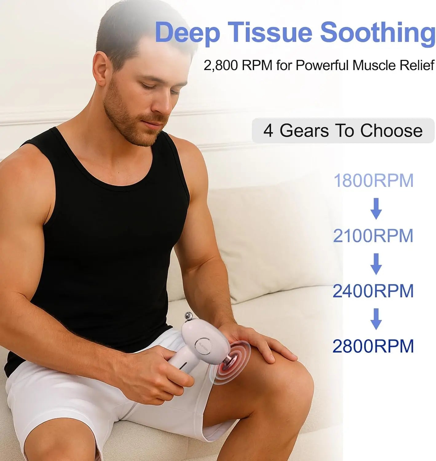 Massage Gun Deep Tissue, Mini Massager Gun with Heat Handheld Percussion/3 Interchangeable Heads & 4 Speeds Fascia Gun Relieve