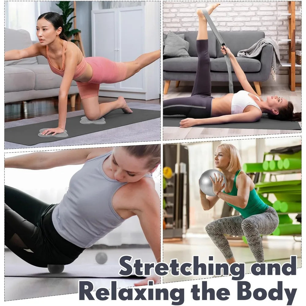 14 Pcs Yoga Kits for Home Workouts Pilates Equipment Set for Women/Beginners Include Hot Yoga Towel Blocks Strap, Knee Pad