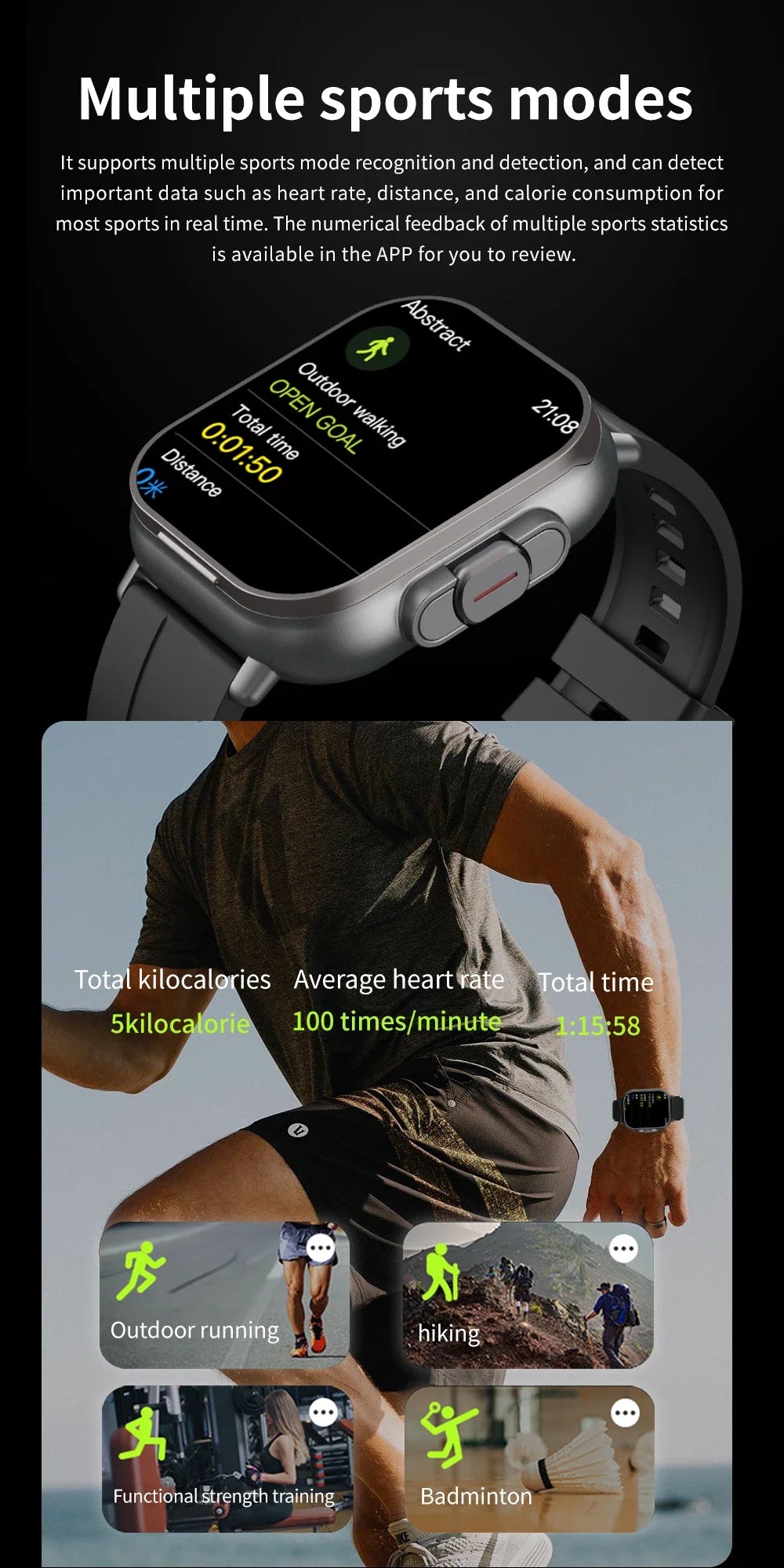 2025 D8 Smartwatch NFC Heart Rate Monitor Earbuds/Music Control Pedometer For iPhone Android