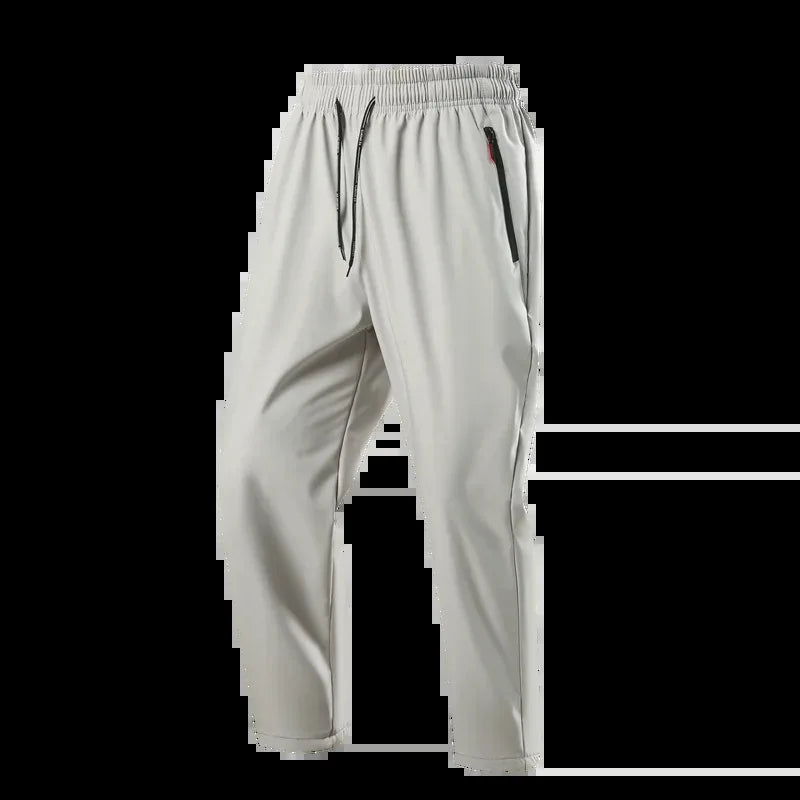 Men's casual pants elastic and form fitting elastic waist jogging/classic men's pants in blue black and grey