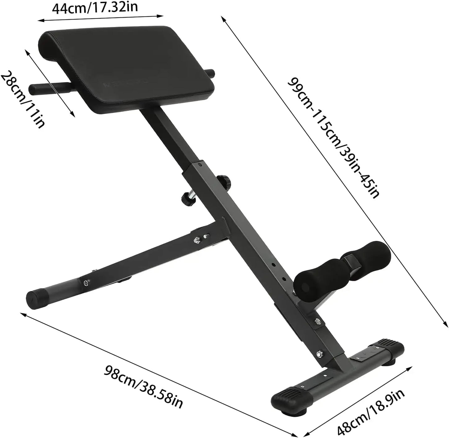 Roman Chair Hyper extension Bench Adjustable Length Back Extension Bench/Machine for Home Gym Fitness Multi-Functional Bench