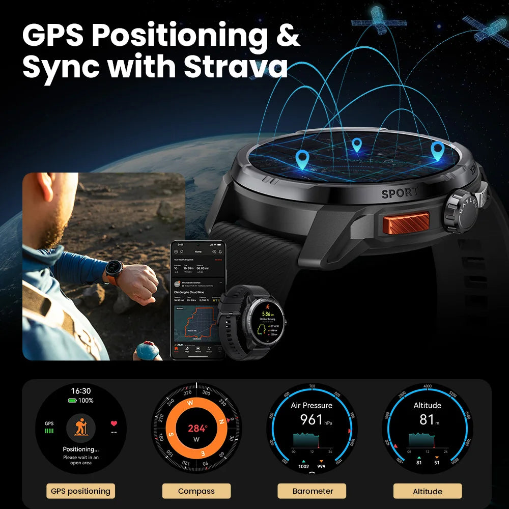 HAYLOU Solar Ultra GPS Smart Watch 1.6” AMOLED Display 60Hz Refresh Rate/Bluetooth Calls 5ATM Water Resistance Sports Smartwatch