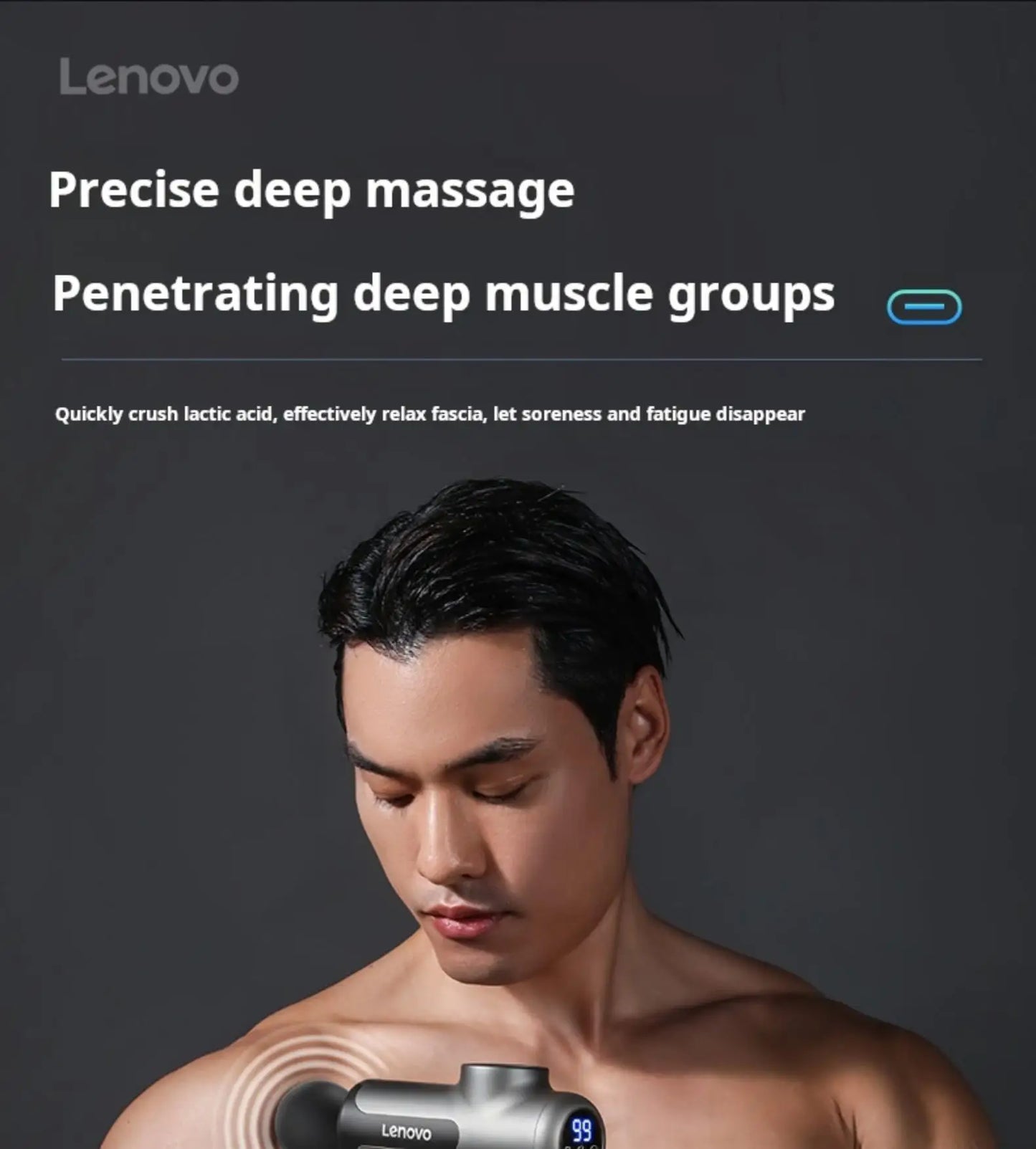 Lenovo N2 N3 Muscle Relaxation Massager Genuine Brand Fascia Gun/6-8Massage Head Relieve Muscle Tension and Soreness Portable