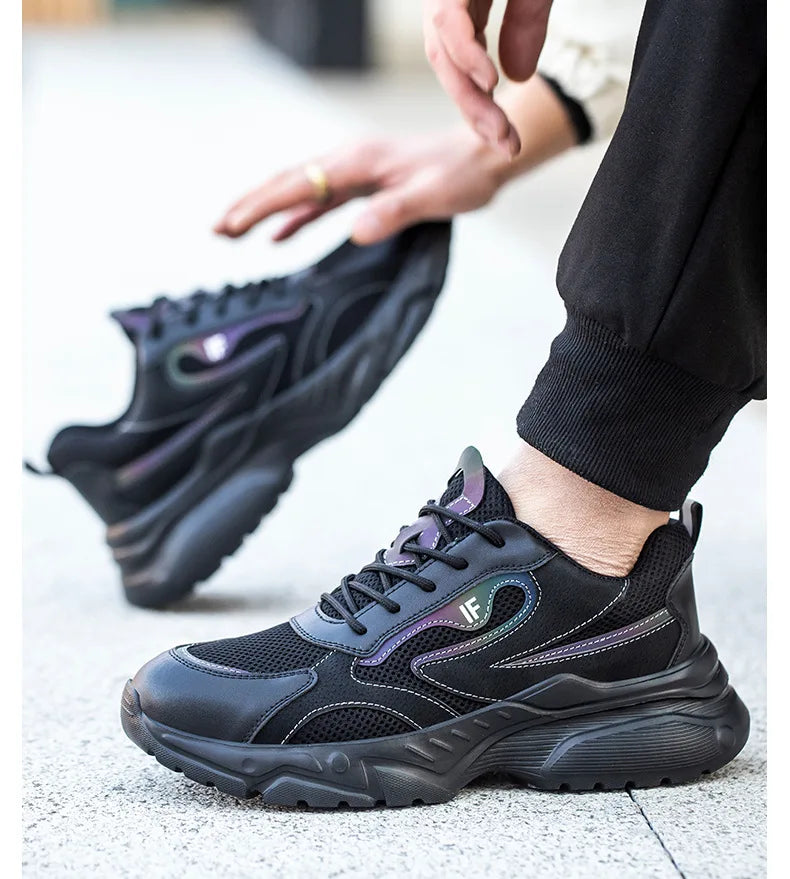 Men's Safety Shoes Working Protective Shoes Steel Toe Anti Smash/Anti Piercing Work Shoes Men Knit Sports Running Sneakers