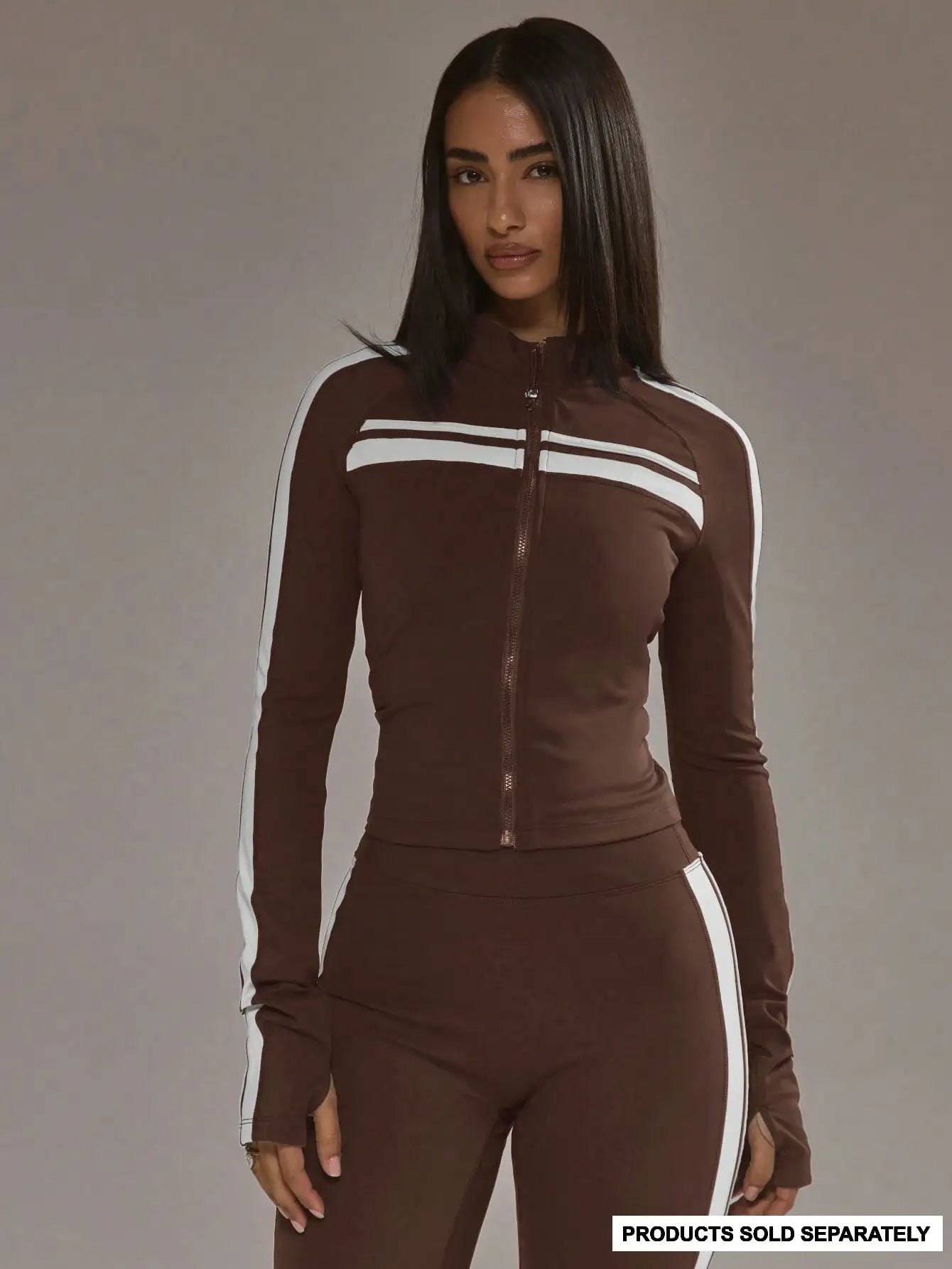 Zip Through Stripe Detail Sculpting BBL Jacket/For Gym Workout Yoga Fitness Daily Wear