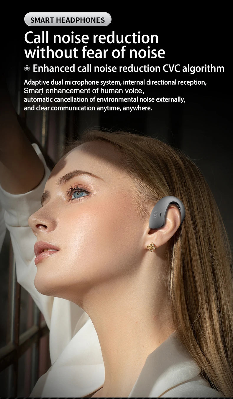 Open Ear Bluetooth Headphones 30 Hours Playtime/True Wireless Earbuds with Ear Hook Air Conduction Clear Calls Waterproof