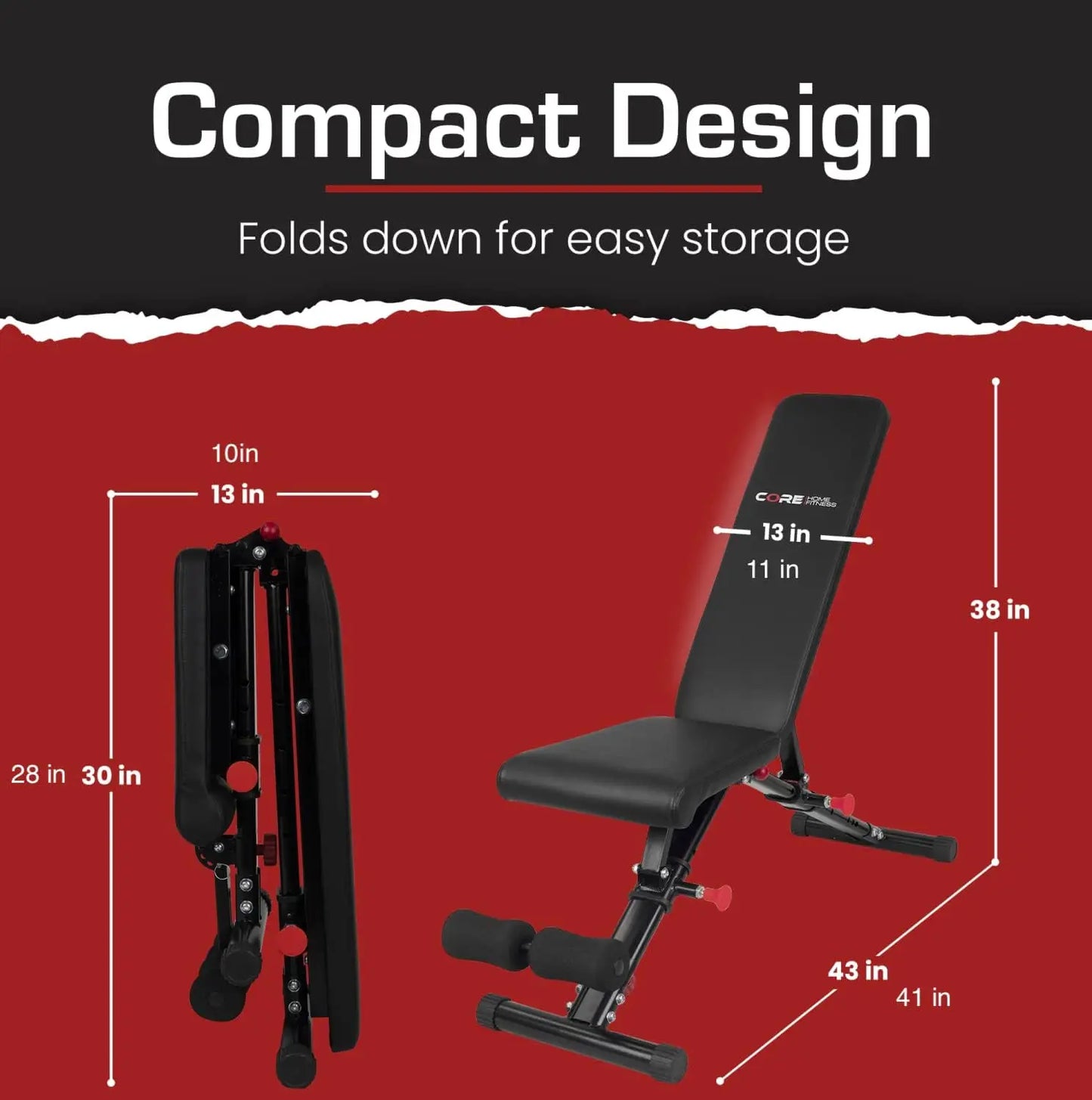 Adjustable Weight Bench By Core Home Fitness Foldable Adjustable Bench/for Full Body Workout Incline/Decline/Flat Bench FAB10