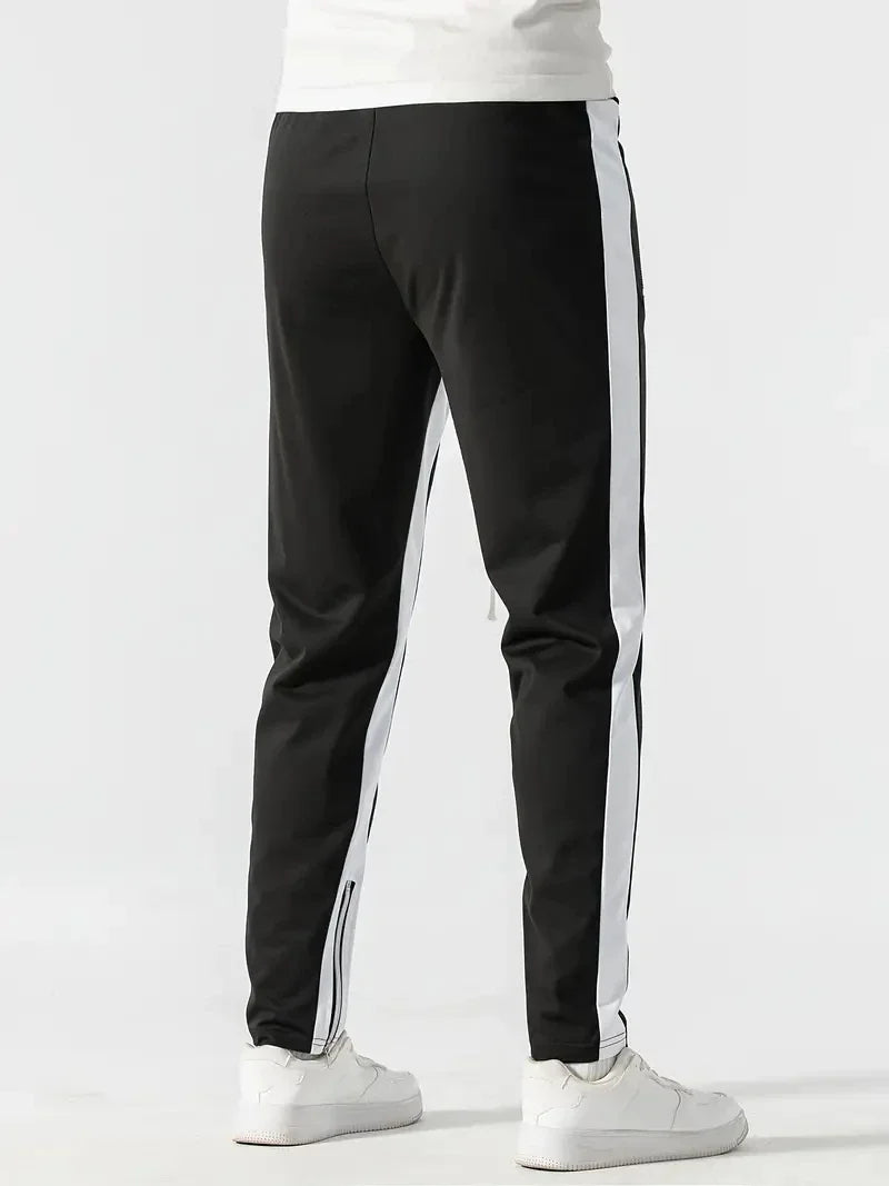 Men Sweatpants Jogging Pants Men Casual Pants Men Stylish Color Block/Zip Pockets Drawstring Sports Skinny Pants Trousers Pants