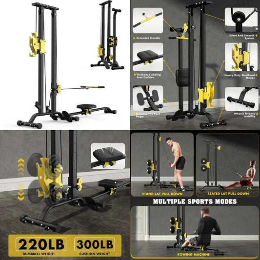 Home Gym Dual-Purpose Cable Station/Lat Pulldown and Low Row Exercise Equipment