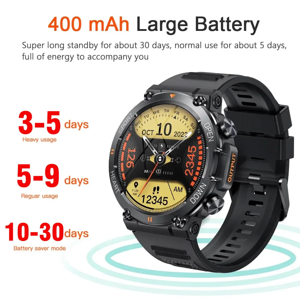 SENBONO Men's Smart Watch Big Screen Bluetooth Call 400mAh Military/Outdoor Sports Fitness Tracker Smartwatch Men Women K56
