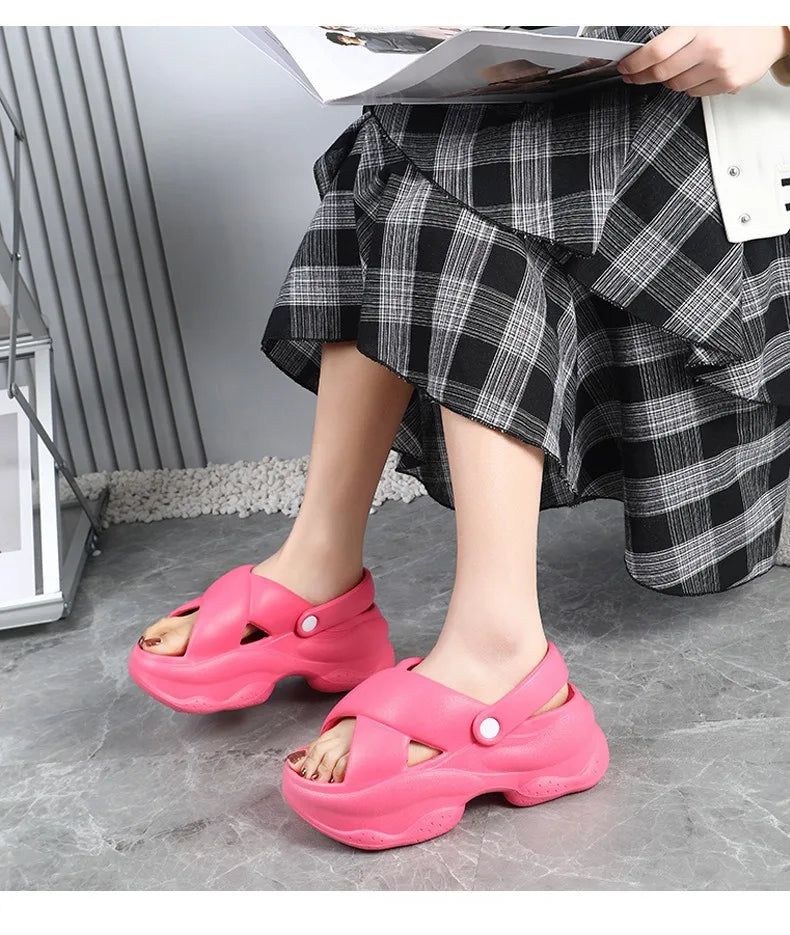 Popular Women Flip-flops Summer New Platform Wedges Slippers/Outdoor Fashion Slides EVA 7CM Shoes Casual Flip-flops