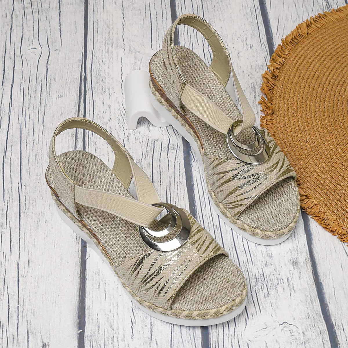 Women's Sandals Thick Sole Wedge Shoes High Heels Hemp Rope/Thick Sole Fish Mouth Leisure Outdoor Beach Casual Women's Shoe