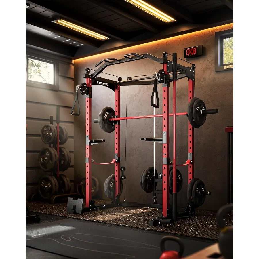 Power Cage Multi Functional Power Racks for Home Gym with Cable Crossover System/1600LBS Weight Capacity Fitness Squat Rack for
