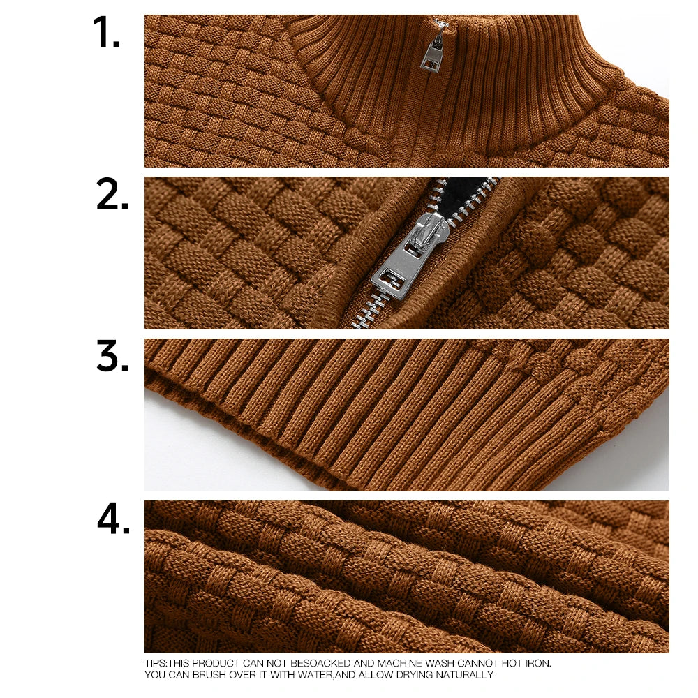 Men's Sweater Spring Outer Wear Quarter Zip Sweaters Polo Zip Pullover/Cable Knit Mock Neck Turtleneck Top US Size