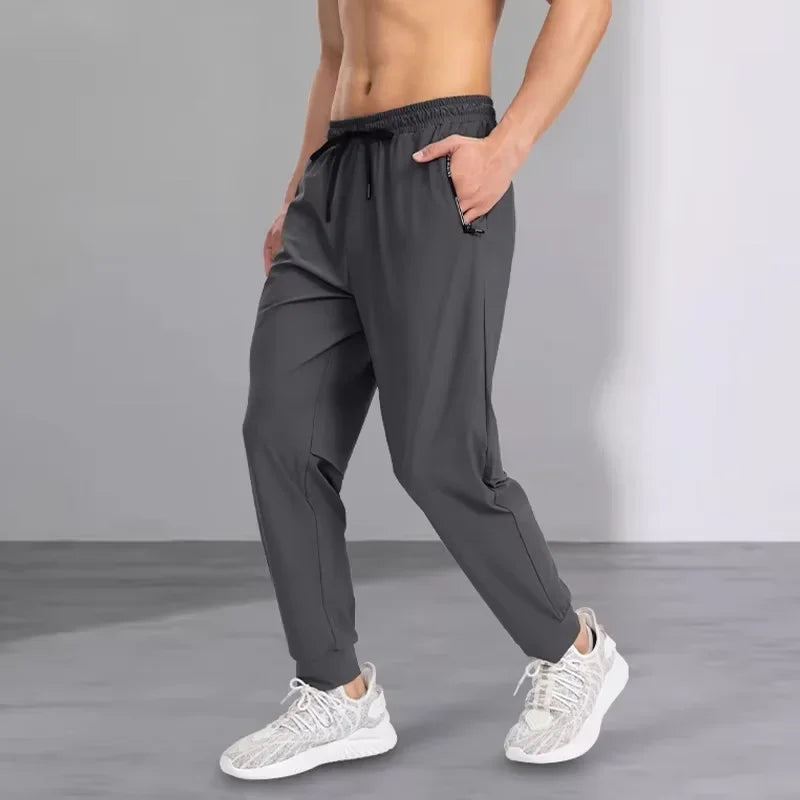 Ice silk pants men's quick drying elastic trend/casual pants ultra-thin ice sports pants