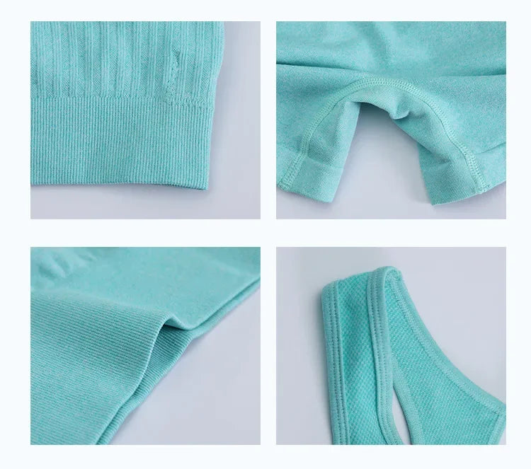 2 Pcs Yoga Set Women Hollow Back Sports Bra+Hip Lifting Sports Shorts/Workout Set Seamless Fitness Gym Set Sportswear Tracksuit