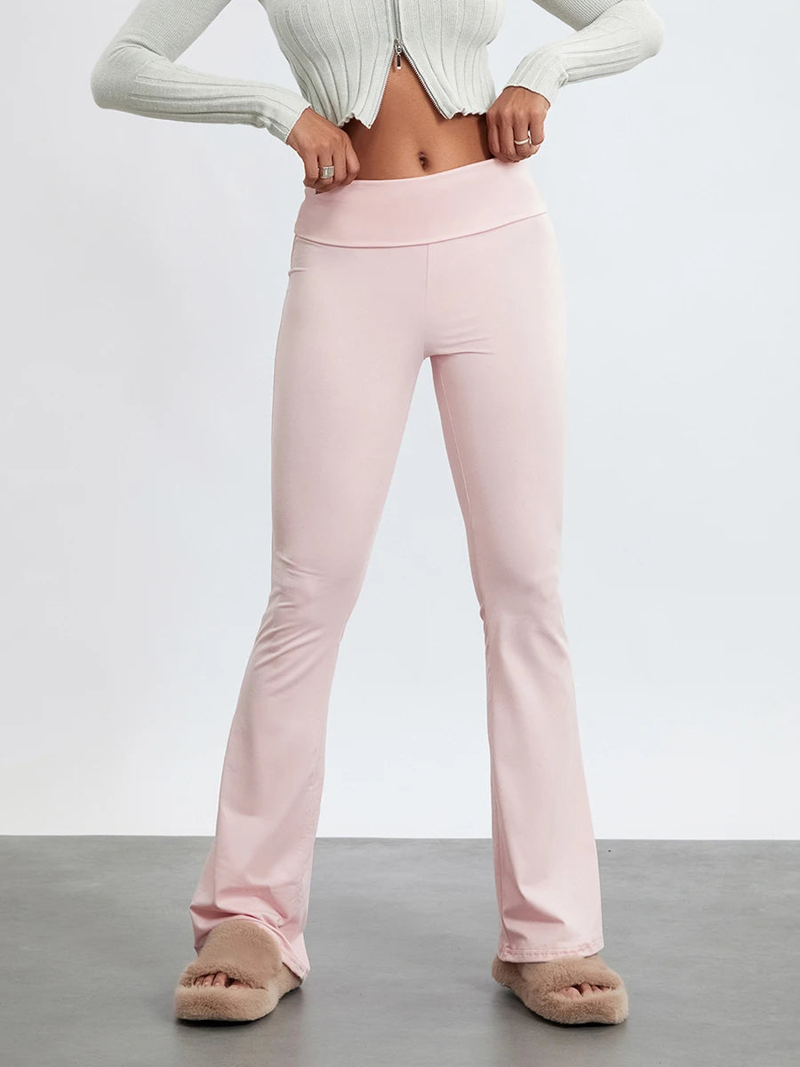 Women s Spring Summer Bell Bottom Pants/High Waisted Stretch Solid Color Flared Women Pants