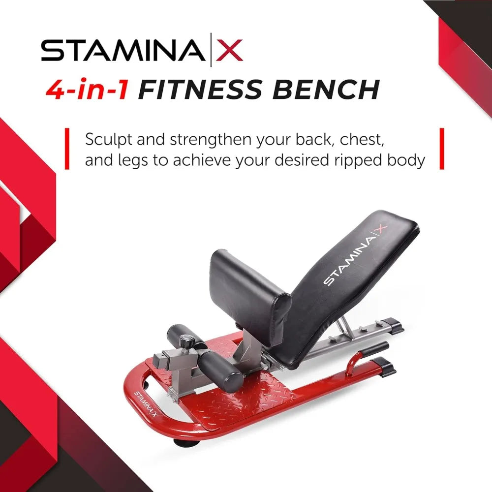 X 4-in-1 Fitness Bench Adjustable Weight and Foldable Exercise Bench/Roman Chair with Smart Workout App Up to 250 lbs Weight Limit