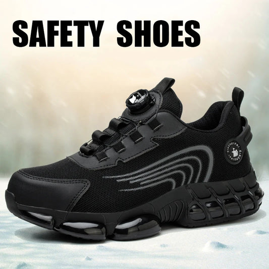 Steel toe cap, non-lacing, anti-impact/and anti-puncture casual work shoes