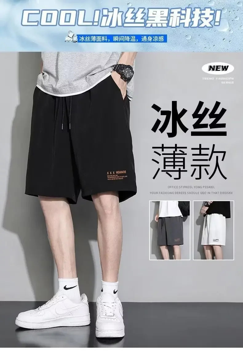 Ice Silk Beach Shorts Men Gym Casual Shorts Quick Dry Running Sports/Short Pants Breathable Fitness Jogging Shorts
