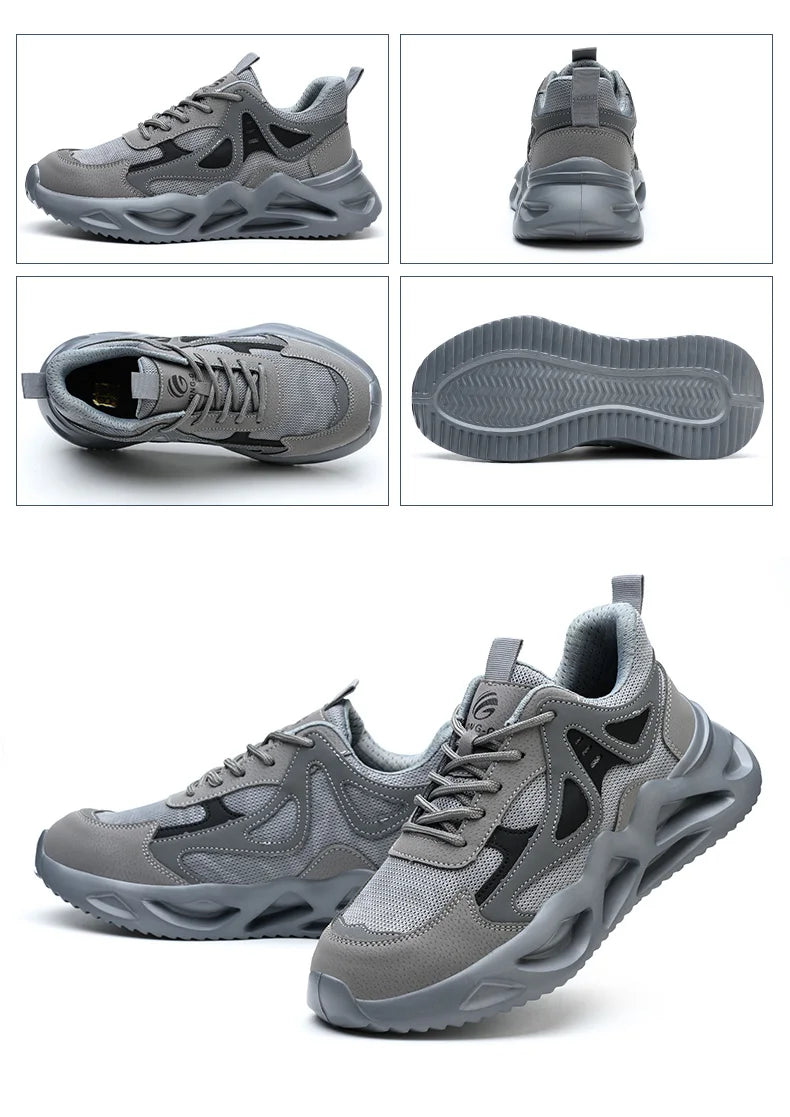 Breathable Steel Toe Sneakers for Men Lightweight Safety Shoes/Anti-smash Anti-puncture Work Sneakers Adjustable Shoes